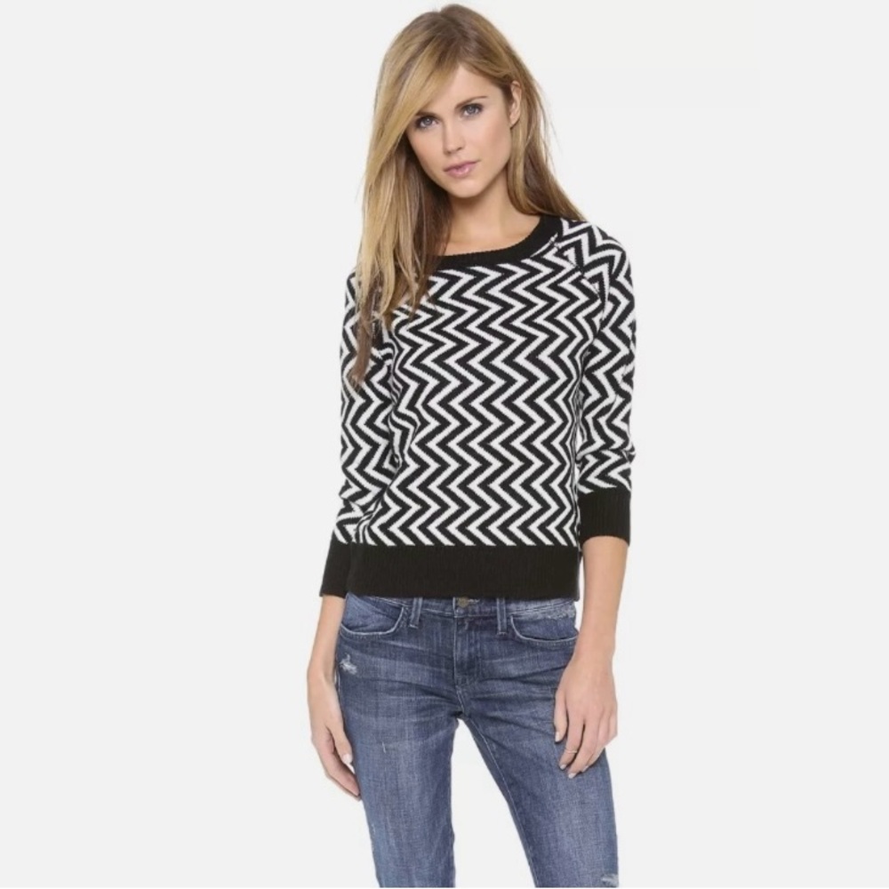 BB Dakota, Black and White Zig Zag Sweater, Twin Peaks, Size Small